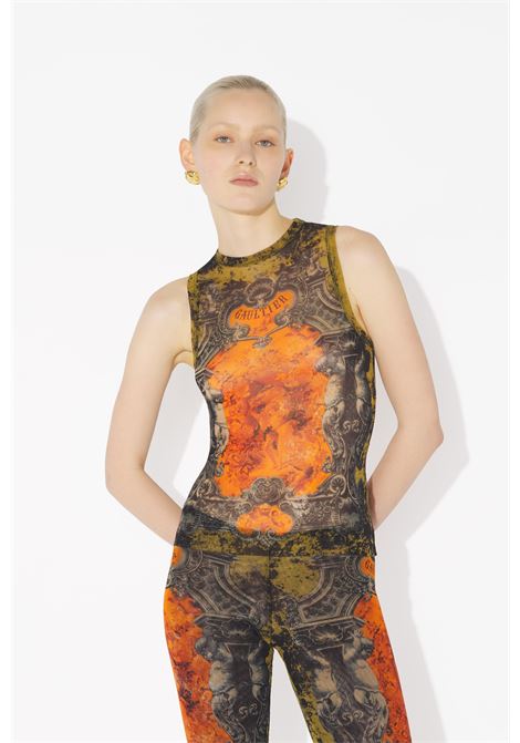 tank top mesh printed médaillon donna multicolor JEAN PAUL GAULTIER | 25/03-W-TO304-M006P004115
